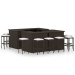 vidaXL Ensemble de bar de jardin 16 Pièces coussins Résine tressée Marron