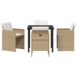 vidaXL Ensemble de salle à manger jardin de 5 pièces avec coussins en rattan poly beige