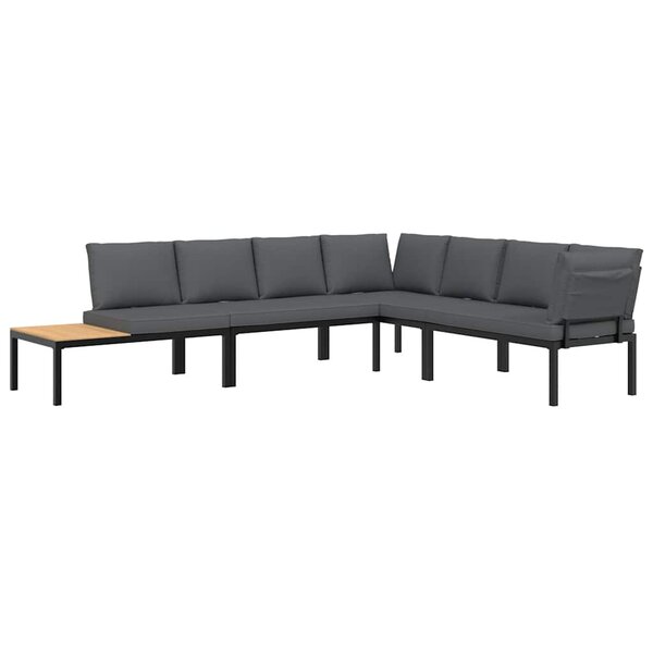 vidaXL Salon de jardin 4 Pièces avec coussins noir aluminium