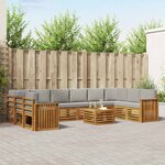 vidaXL Ensemble de canapés d'extérieur 11 Pièces Gris Naturel et Clair