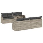 vidaXL Ensemble de canapé de jardin 7 Pièces Gris clair Poly rotin