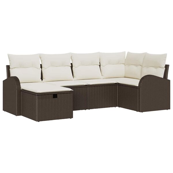 vidaXL Ensemble de canapé de jardin 6 Pièces Marron Poly rotin
