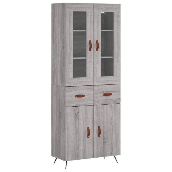 vidaXL Buffet haut Sonoma gris 69 5x34x180 cm Bois d'ingénierie