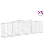 vidaXL Paniers à gabions arqués 3 Pièces 400x50x100/120 cm Fer galvanisé