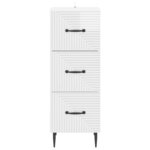 vidaXL Armoire à tiroirs Blanc brillant 33 x 34 5 x 89 5 cm