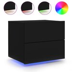 vidaXL Tables de chevet murales avec lumières LED 2 Pièces noir