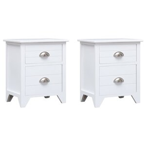vidaXL Table de chevet 2 Pièces avec 2 tiroirs Blanc