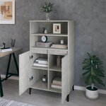 vidaXL Buffet haut Gris béton 60x36x110 cm Bois d'ingénierie