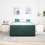 vidaXL Cadre de lit avec matelas Vert foncé 140 x 200 cm Velours