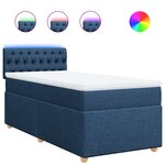 vidaXL Sommier à lattes de lit avec matelas Bleu 100x200 cm Tissu