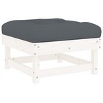 vidaXL Salon de jardin 8 Pièces avec coussins blanc bois massif