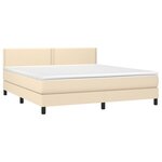 vidaXL Sommier à lattes de lit avec matelas LED Crème 160x200 cm Tissu