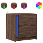 vidaXL Armoire de chevet et lumières LED chêne marron bois ingénierie