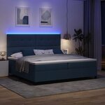 vidaXL Lit à ressorts avec matelas avec LED Bleu 200 x 200 cm tissu