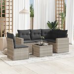 vidaXL Salon de jardin 6 Pièces avec coussins gris clair résine tressée