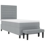 vidaXL Lit à ressort avec matelas et banc gris clair 90x190 cm tissu