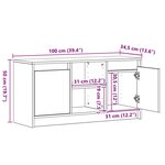 vidaXL Meuble TV avec éclairage LED en Chêne Noir  100x34x50 cm  fabriqué en bois d'ingénierie.