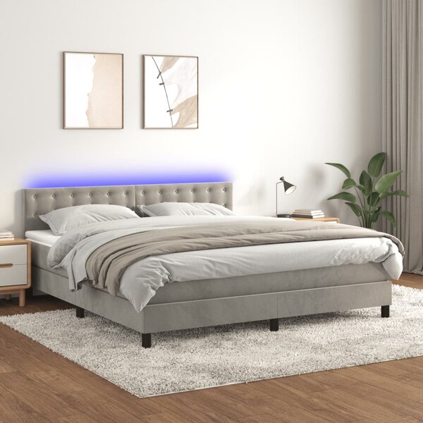 vidaXL Sommier à lattes de lit matelas et LED Gris clair 160x200 cm