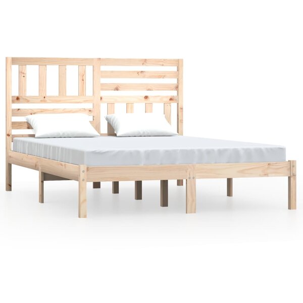 vidaXL Cadre de lit 135x190 cm double bois massif de pin