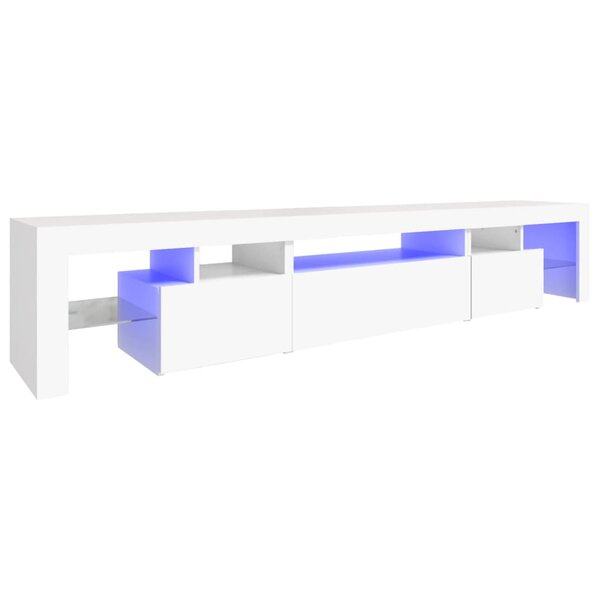 vidaXL Meuble TV avec lumières LED Blanc 215x36 5x40 cm