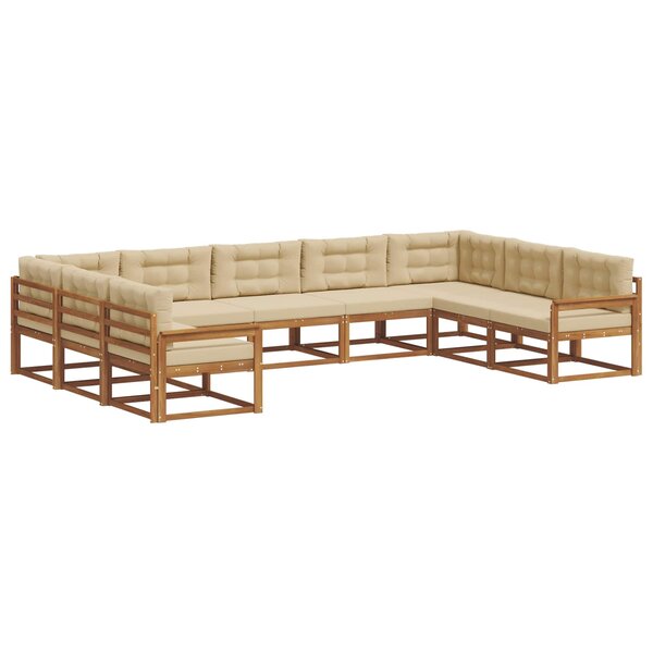 vidaXL Ensemble de canapés d'extérieur 9 Pièces Naturel et Beige