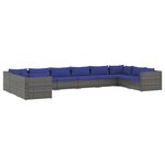 vidaXL Salon de jardin 10 Pièces avec coussins Résine tressée Gris