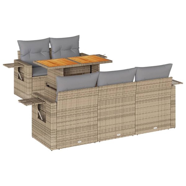 vidaXL Salon de jardin avec coussins 6 Pièces beige résine tressée