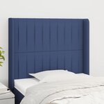 vidaXL Tête de lit avec oreilles Bleu 83x16x118/128 cm Tissu