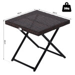 Table basse pliable de jardin style cosy chic dim. 40l x 40l x 40h cm métal époxy résine tressée imitation rotin marron