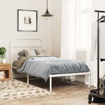 vidaXL Cadre de lit métal sans matelas avec tête de lit blanc 80x200cm