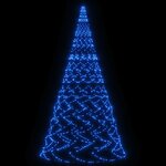 vidaXL Sapin de Noël sur mât de drapeau 3000 LED Bleues 800 cm