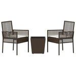 vidaXL Ensemble bistro de jardin 3 Pièces Marron Poly rotin