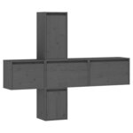 vidaXL Meubles TV 5 Pièces Gris Bois massif de pin