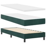 Lit à ressorts vidaXL avec matelas et LED Vert foncé 80x200 cm Velours