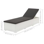 vidaXL Chaise longue avec coussin Résine tressée Blanc