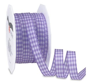 Ruban textile carreau de vichy 20-m-rouleau 10 mm lavande/blanc