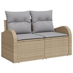 Ensemble de Canapés de Jardin 13 Pièces avec Coussins Beige Rattan Poly Acacia