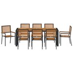 Ensemble de Salle à Manger de Jardin 9 Pièces en Poly Rattan Noir Acacia vidaXL