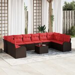 vidaXL Ensemble de Canapés avec coussin 11 Pièces Marron polyrotin