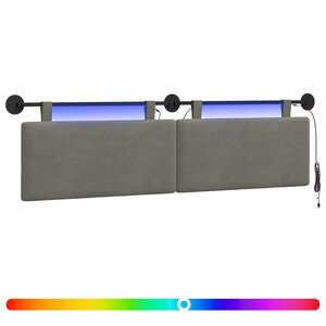 vidaXL Tête de lit suspendue Gris clair Tissu en velours côtelé