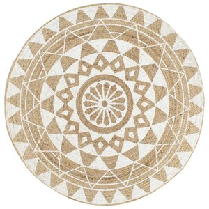 vidaXL Tapis fait à la main Jute avec imprimé blanc 90 cm