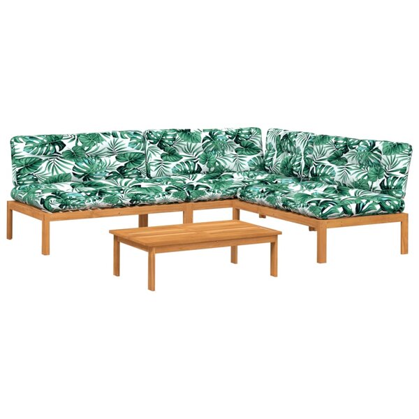 vidaXL Salon palette de jardin avec coussins 4Pièces bois d'acacia massif