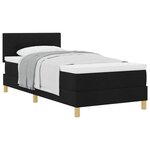 vidaXL Lit à ressorts avec coussin Noir 90 x 190 cm tissu