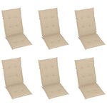 vidaXL Chaises de jardin lot de 6 avec coussins beige Bois teck massif