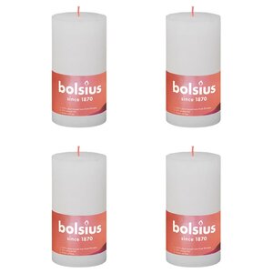 Bolsius Bougies pilier rustiques Shine 4 Pièces 130x68 mm Blanc nuageux