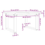 vidaXL Table basse cadre en O 70x70x40 5cm bois de pin massif et acier