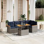 vidaXL Salon de jardin 6 Pièces avec coussins gris résine tressée