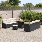 vidaXL Ensemble de canapé de jardin avec coussin 11 Pièces Noir et Crème