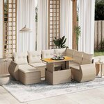 vidaXL Salon de jardin avec coussins 8 Pièces beige résine tressée