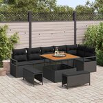 vidaXL Ensemble de canapé de jardin avec coussin 9 Pièces Noir